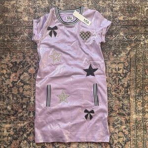 MIA Lavender Glitter Dress with Star and Bow Accents